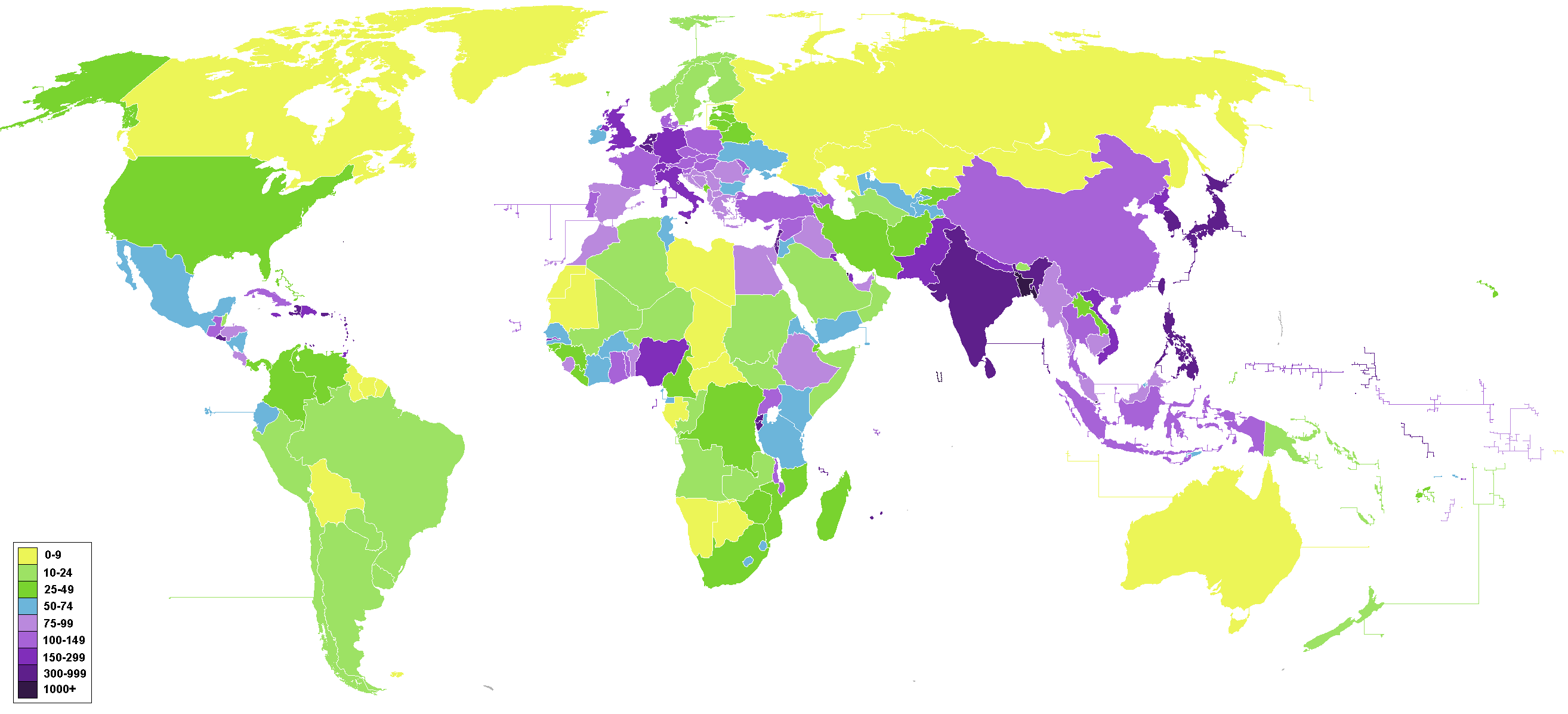 population density map of major us cities